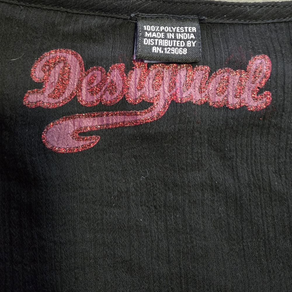 Desigual Black Sheer Blouse with Pink and Orange Floral Print - Picture 6 of 6